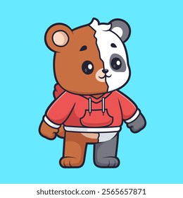 Cute Bear And Polar Bear Together Cartoon Vector Icon 
Illustration. Animal Nature Icon Concept Isolated Premium 
Vector. Flat Cartoon Style 