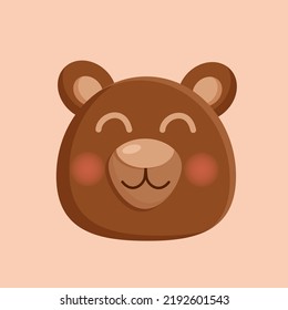 Cute bear portrait. Cartoon vector illustration of bear face. Design for baby clothes, cards, poster, textile, print, patterns and more.