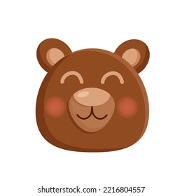 Cute bear portrait. Cartoon vector illustration of bear face. Design for baby clothes, cards, poster, textile, print, patterns and more.