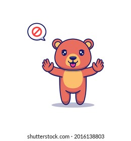 Cute bear posing forbidding hands