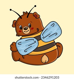 Cute bear pretending to be a bee