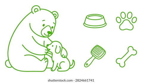 Cute bear and puppy