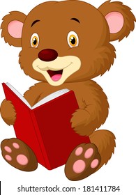 Cute bear reading