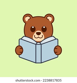 Cute Bear Reading a Book