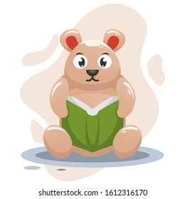 Cute bear reading book cartoon design vector