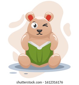 Cute Bear Reading Book Cartoon Design Stock Vector (Royalty Free ...