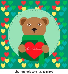 Cute bear with red heart
