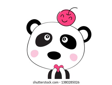 cute bear  with red heart  for T-shirt design and print vector eps.10