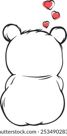 urso bonito com corações vermelhos sem fundo