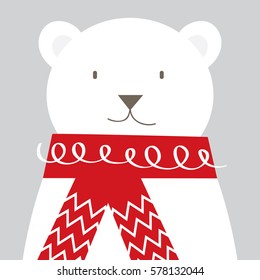 Cute bear with red shawl