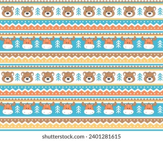 cute bear and reindeer pattern