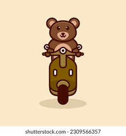 Cute Bear Riding A Vespa