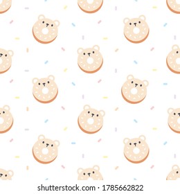 Cute bear ring donut seamless background repeating pattern, wallpaper background, cute seamless pattern background