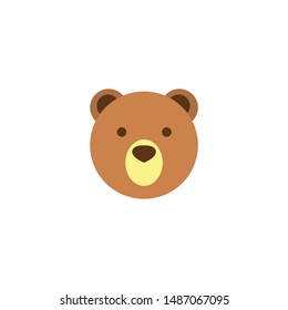 Cute bear round vector graphic icon.grizzly bear animal head, face illustration. Isolated on white background