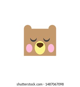 Cute bear round vector graphic icon.grizzly bear animal head, face illustration. Isolated on white background