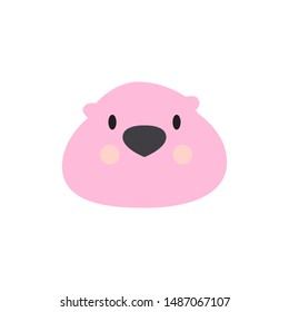 Cute bear round vector graphic icon.grizzly bear animal head, face illustration. Isolated on white background