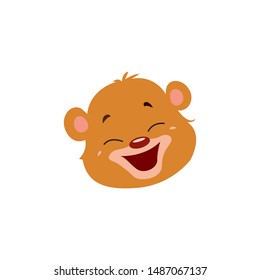 Cute bear round vector graphic icon.grizzly bear animal head, face illustration. Isolated on white background
