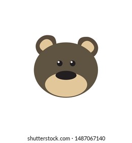 Cute bear round vector graphic icon.grizzly bear animal head, face illustration. Isolated on white background