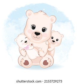 Cute Bear' s family, animal cartoon illustration