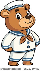 Cute Bear Sailor Cartoon Character Illustrations isolated on a White Background.