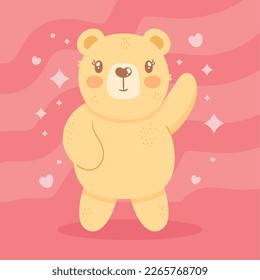 cute bear saludating tender character