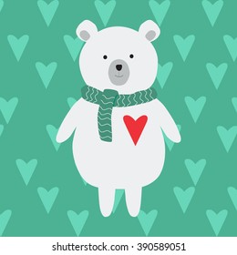 Cute bear in the scarf. Vector.