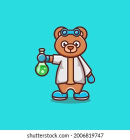 cute bear scientist cartoon animal