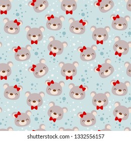 Cute bear seamless pattern.