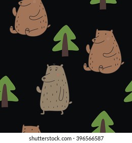 Cute bear seamless pattern