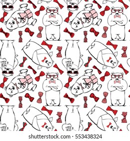 Cute bear seamless pattern