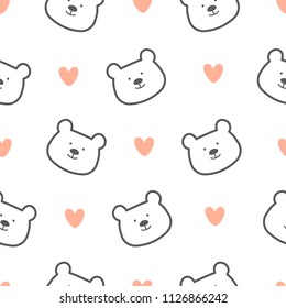 Cute bear seamless pattern background