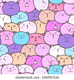 Cute bear seamless pattern background. Vector illustration.
