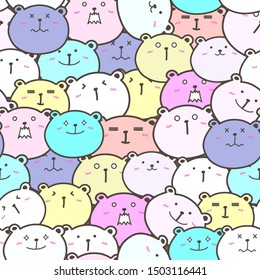Cute bear seamless pattern background. Vector illustration.