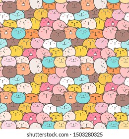 Cute bear seamless pattern background. Vector illustration.