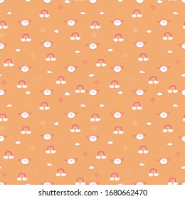 Cute bear seamless pattern background. Vector illustration.