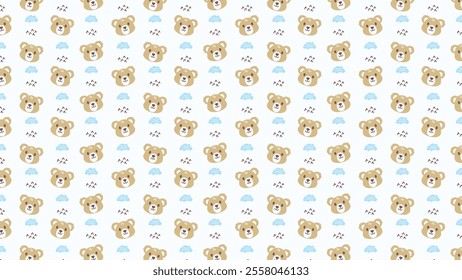 Cute bear seamless pattern kids hand drawn background designs