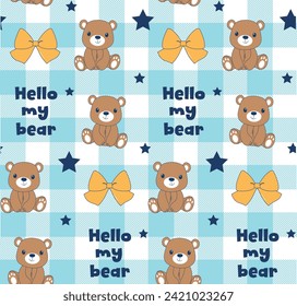 cute bear seamless pattern, cute bear, teddy bear pattern