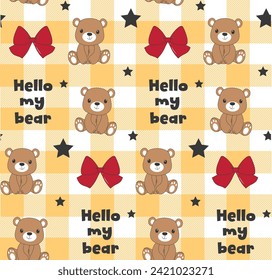 cute bear seamless pattern, cute bear, teddy bear pattern
