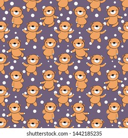 Cute Bear of Seamless pattern. vector illustration, wallpaper