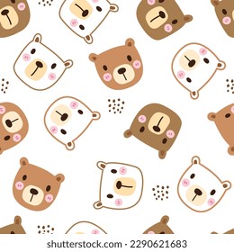 Cute bear seamless patterns Hand drawn cartoon animal background in childrens style Vector design used for fabric, textile, fashion, publication