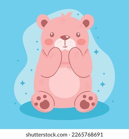 cute bear seated tender character