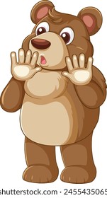 Cute bear with a shocked expression on face