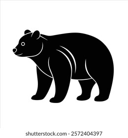  Cute Bear silhouette vector design on White background.