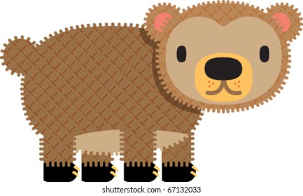 Cute Bear. Silhouette Vector illustration in whimsical children's art style