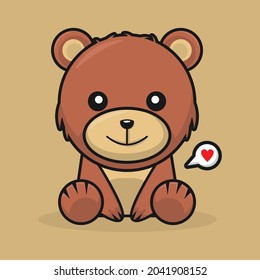 cute bear sit with love vector illustration