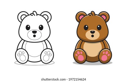 Cute bear is sitting cartoon coloring pages