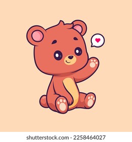 Cute Bear Sitting Cartoon Vector Icon Illustration. Animal Nature Icon Concept Isolated Premium Vector. Flat Cartoon Style