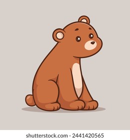 Cute Bear Sitting Cartoon Vector Icon Illustration. Animal Nature Icon Concept Isolated Premium Vector. Flat Cartoon Style