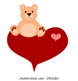 cute bear sitting on a heart