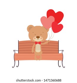 cute bear sitting on park chair